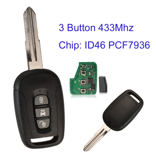 MK280071 3 Button 433Mhz  Remote Key for Chevrolet Captiva OKA-150T  2006 2007 2008 2009 2010 Opel Antara  Auto Car Key Fob with pcf7936 ID46 Chip