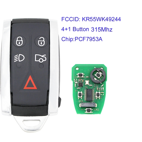 MK500009 4+1 Button 315MHz Smart Key for J-aguar XF XFR XK XKR 2009-2013 Remote Key Fob KR55WK49244