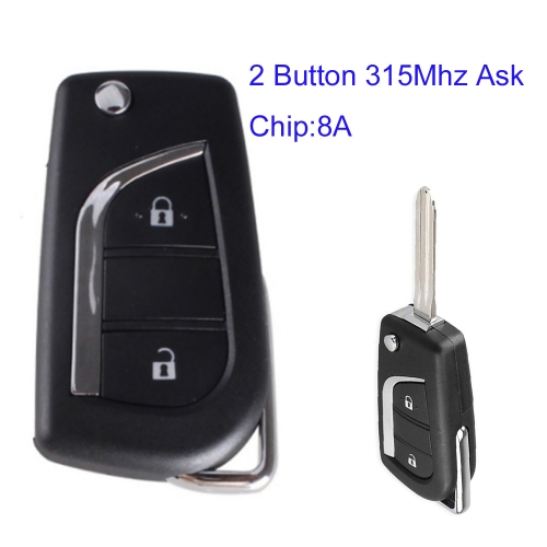 MK190272 Original 2 Button Flip Key 315mhz ASK  8A Chip for Corolla RAV4 Auto Remote Car Key