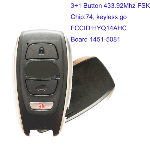 MK450013 3+1 Button 433.92MHz  Smart Key Remote Control for Subaru Auto Car Key Fob FCCID:HYQ14AHC Board 1451-5081 Keyless Go 74 CHIP