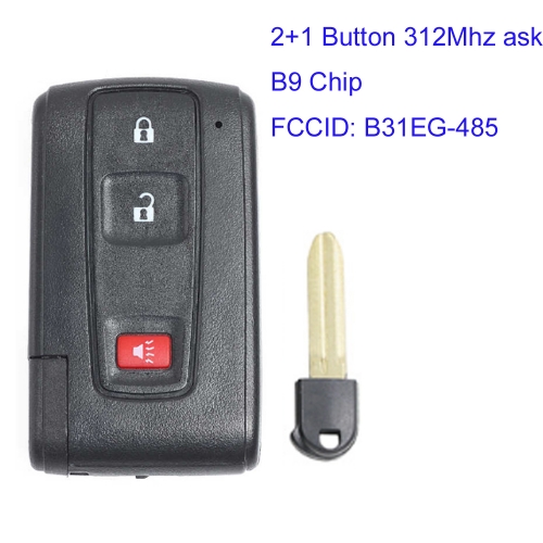MK190273 2 +1 Button 312mhz ASK Smart Key for T-oyota Prius 2004-2009 B9 Chip FCCID B31EG-485 Auto Car Key