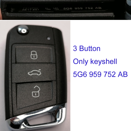 FS120022  3 Button Flip Key Shell Cover Case for VW MQB  5G6 959 752 AB  Auto Car Key Replacement