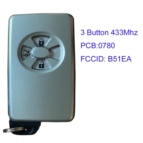 MK190275 3 Button 433MHz Smart Key for T-oyota Corolla Auris Rav4 Yaris 2006+ Car Key Fob Remote Control B51EA 89904-52071 89904-42050 89904-52072 078