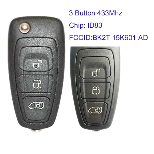 MK160124 3 Button 434MHz Flip Remote Key For Ford Transit MK8 id83 Chip BK2T-15K601-AD Car Remote Control Fob BK2T 15K601 AD