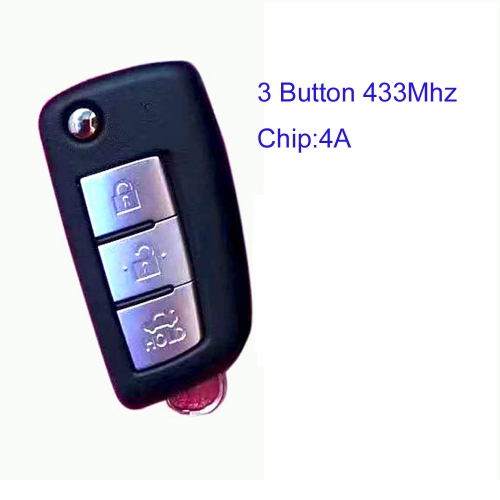 MK210111 3 Button 433Mhz Flip key Remote Key for N-issan Auto Car Key Fob with 4A Chip