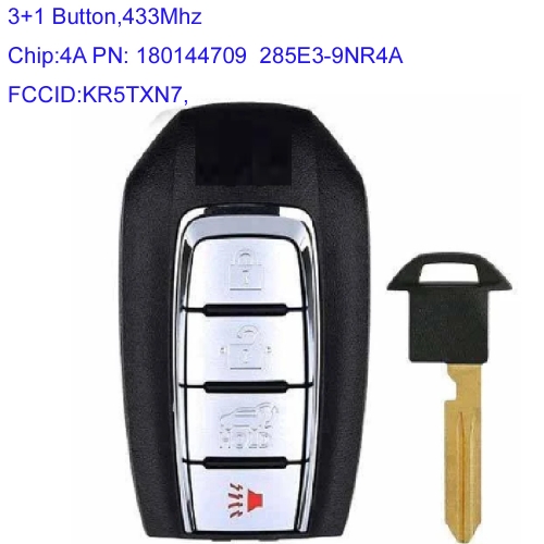 MK220011 3+1 Button 433Mhz Smart Remote Key Fob (SUV) for Infiniti QX60 2019 2020 KR5TXN7 PN: 180144709  285E3-9NR 4A Chip