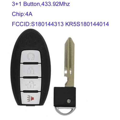 MK210126 3+1 Button 433.92 Mhz Smart Key for N-issan Murano Pathfinder Titan 2015 2016 17 18 2019 Auto Car Key Fob 4A Chip S180144313 KR5S180144014