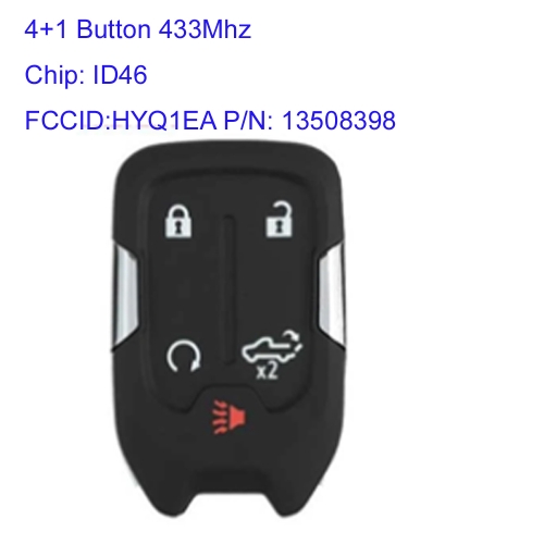 MK280080 4+1 Button 433MHz  Remote Key for  Chevrolet Silverado 2019-2020 with tailgate FCCID:HYQ1EA P/N: 13508398 ID46 Chip