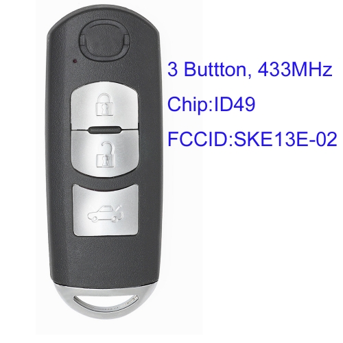 MK540004 3 Button 433MHz id49 Chip Smart Key Remote for Mazda 2018 Atenza Mazda 2 3 5 6 CX5 CX7 SKE13E-02