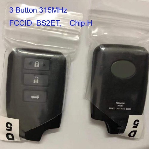 MK190216 Original 3 Button 315MHz Smart Key for T-oyota Yaris BS2ET H Chip Keyless Go Entry Key