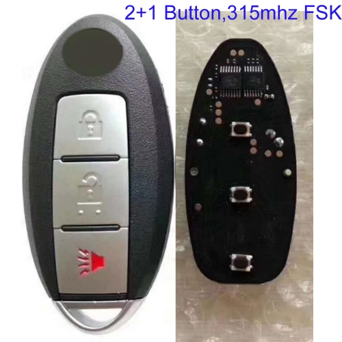 MK210013 2+1 Button 315mhz  FSK Smart Car Key for Auto Key Fob With Black PCB