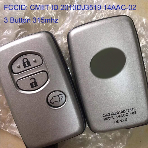 MK190164 3 Button 315mhz Smart Key for T-oyota HIGHLANDER KLUGER USA 2007 2008 2009 2010 P1: D4 14AAC-02 Denso CMIIT ID 2010DJ3519