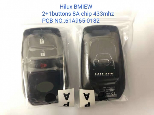 MK190004 Original 2+1 Button Smart Key 433mhz BM1EW H Chip for 2015-2017 Hilux PCB NO 61A965-0182 Smart Card