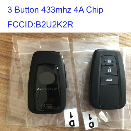 MK190230  3 Button 433MHZ Smart Key for T-oyota Corolla B2U2K2R 4A Chip Keyless Go 61E466-0010