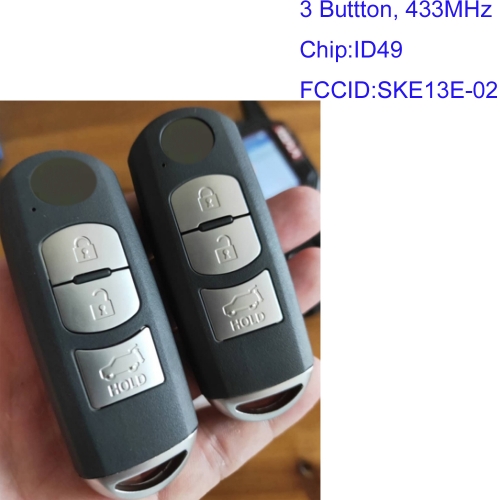 MK540006 3 Button 433MHz id49 Chip Smart Key SKE13E-02 for Mazda 2018 CX-5 Keyless Go