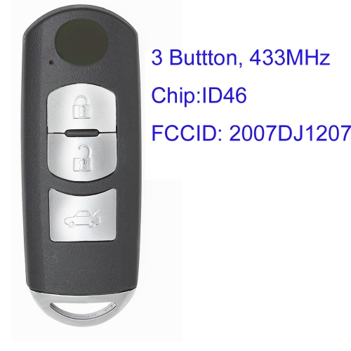 MK540013 Original 3 Buttons 433MHz Smart Key for Mazda6 With ID 46 Chip FCCID 2007DJ1207