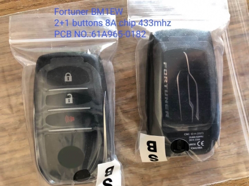 MK190227 Original 2+1 Button 433MHZ Smart Key for T-oyota Fortuner BM1EW 8A Chip PCB NO 61A965-0182 Keyless Go