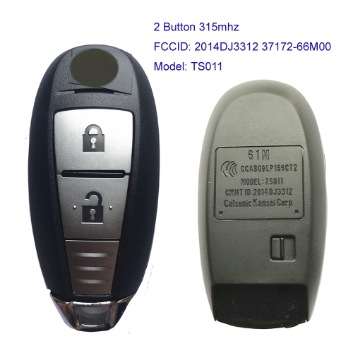 MK370027 2 Button 315mhz Smart Key for S-uzuki S-Cross Auto Car Key Fob  CMIIT ID: 2014DJ3312 37172-66M00 TS011 TS007  ID47 Chip