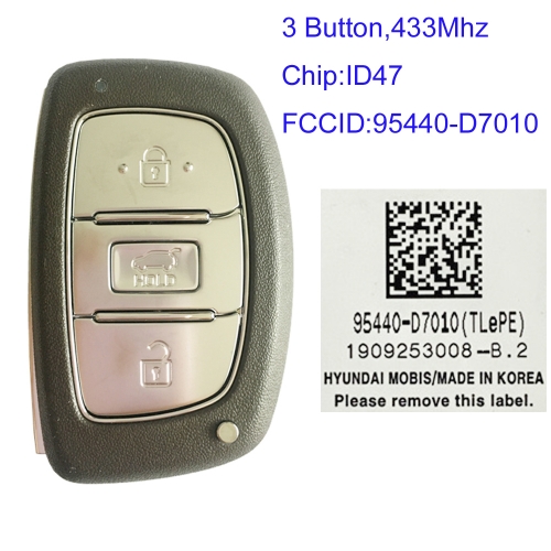 MK140160 3 Button 433MHz Smart Key Smart Card for H-yundai Tucson 2019-2020 95440-D7010 ID47 Chip Keyless Go