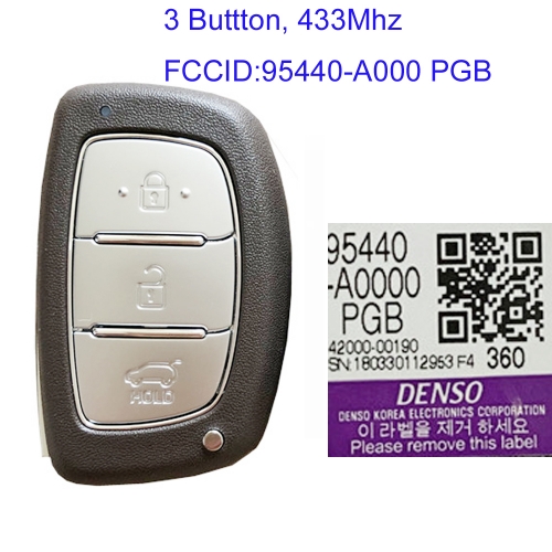 MK140167 3 Button 433MHz Smart Key Smart Card for H-yundai Creta 2016  ID47 Chip 95440-A0000PGB Keyless Go 95440-A0000