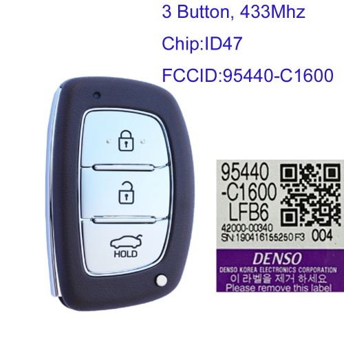 MK140165 3 Button 433MHz Smart Key Smart Card for H-yundai Sonata 2018+ 95440-C1600NNA ID47 Chip Keyless Go