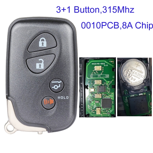 MK490072 3+1 Button 315MHz Smart Key for Lexus GX460 RX350 HS250 2010+ Auto Car Key Keyless Go Entry Fob 0010 Board