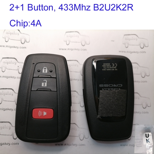 MK190278 2+1 Button 434MHz Smart Key for T-oyota Corolla CROSS B2U2K2R Keyless Go  4A Chip
