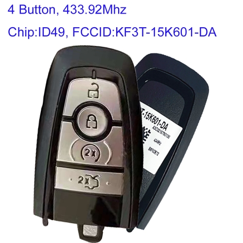 MK150011 4  Button 433.92MHZ Smart Key for L-incoln Mkz Mkx Mkc 2020 Remote Control Keyless Go Proximity Key KF3T-15K601-DA