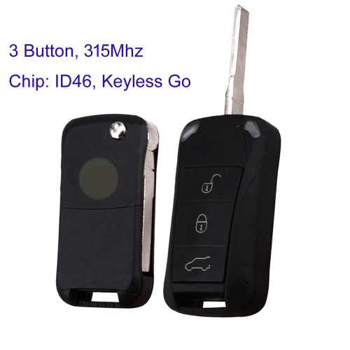 MK470033 3 Button 315MHz ASK Flip Key for P-orsche Cayenne 2005 2006 2007 2008 2009 2010 2011 with PCF7946A Chip Keyless Go