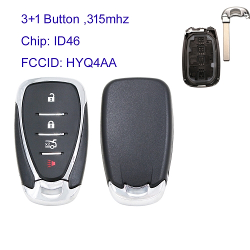 MK280087 Smart Key 3+1 Button 315MHz for Chevrolet Camaro Equinox Cruze Malibu Spark Auto Key Fob HYQ4AA ID46 Chip
