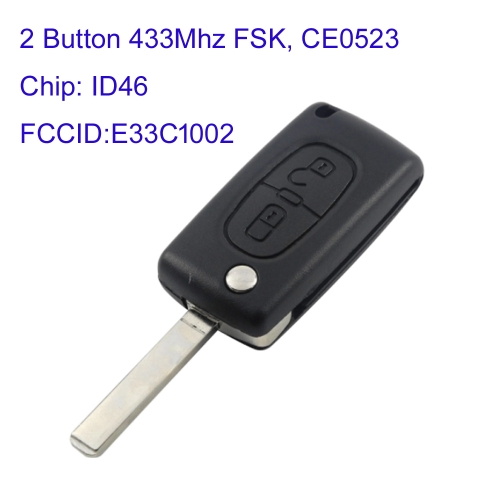 MK250027 2 Button 433Mhz FSK Remote Key for C-itroen Auto Car Key Fob E33C1002  CE0523 PCF7941