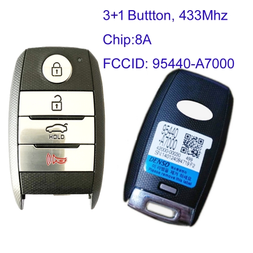 MK130142 3+1 Button 433MHZ Smart Key for Kia K3 2013 Cerato 2013-2014 95440-A7000 Chip 4A Keyless Go Proximity Key