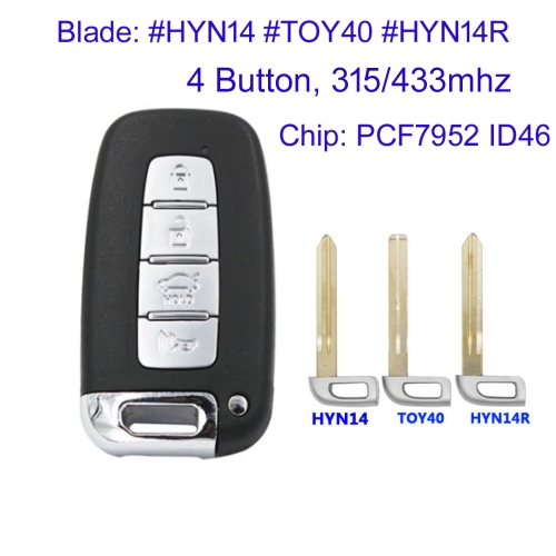 MK140205 4 Button 315mhz/433Mhz Remote Key for H-yundai IX35 IX45 Kia Forte Soul Rio Borrego Sorento ID46 Chip