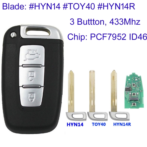 MK140196 3 Button 433Mhz Remote Key for H-yundai Accent Sonata Genesis For Kia Optima FCC ID: SY5HMFNA04 TOY48 Blade