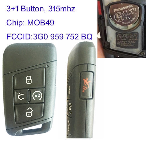 MK120137 Original 315mhz 4+1 Button Smart Key For Atlas 2018 3G0 959 752 BQ Chip MQB49 Auto Car Key Keyless Go