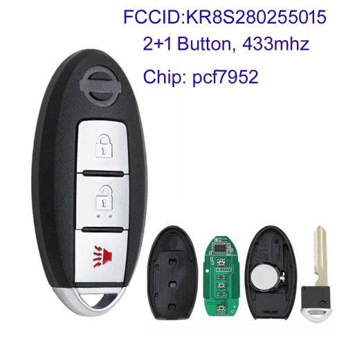 MK210134 2+1 Button 433mhz FSK Smart  Remote Key for N-issan Patrol Auto Car Key with ID46 Chip FCC ID: KR8S280255015
