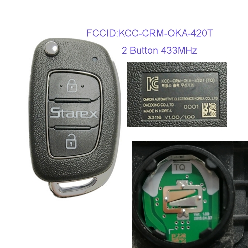 MK140043 2 Button 433MHz Remote Control Flip Folding Key 4D60 80BIT Chip for H-yundai Starex Car Key Fob KCC-CRM-OKA-420T