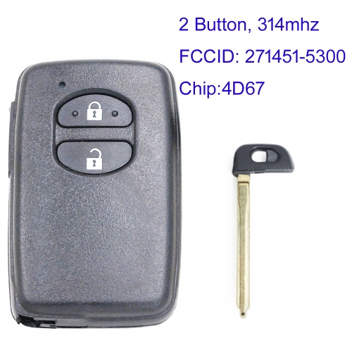 MK190312 2 Button 314MHz Smart Key for T-oyota Prius Aqua IQ Ractis Belta Vitz Corolla Axio 271451-5300 4D67 Chip