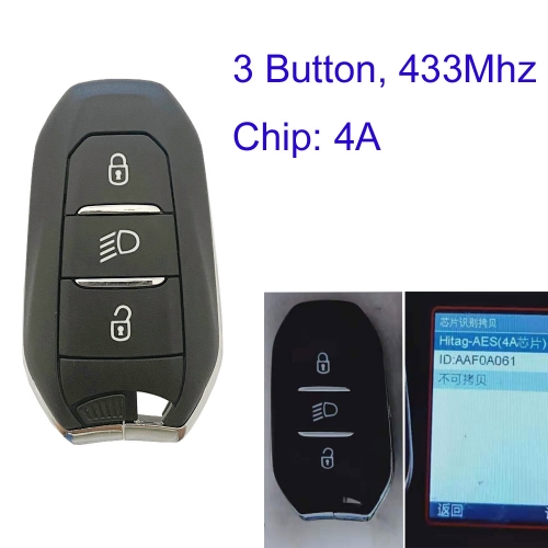 MK240047 Original 3 Buttons 433Mhz Keyless Go Smart Key for P-eugeot 2020 5008 508 HITAG AES NCF29A1 R-C-VCD-IM3A Auto Car Key Fob