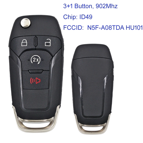 MK160133 3+1 Button FSK 902MHz id49 Chip Flip Key For Ford F150 F250 F350 F450 F550 Raptor Ranger Fusion FCC ID N5F-A08TDA HU101