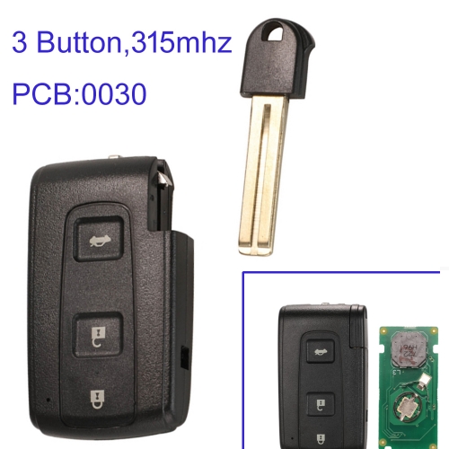 MK190324 3 Button 315MHz Smart Key for T-oyota Crown 2006-2010 with Chip TOY48 Uncut Blade  0030 Board