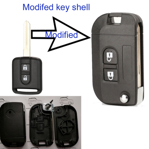 FS210029 2 Buttons Modified Flip Folding Remote Key Shell Car Case for N-issan Qashqai primera Micra Navara Almera Note Sunny Cover Replacement