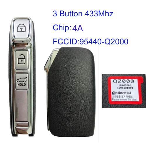 MK130118 3 Button 433mhz Smart Key for K-IA 95440-Q2000 Auto Car Key Fob with 4A Chip Keyless Go