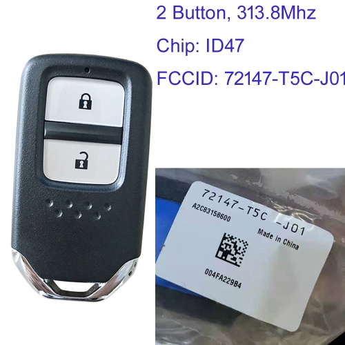 MK180207 Original 2 Button KR5V1X 313.8MHz Smart Proximity Remote Key For Honda Fit City Jazz Shuttle Vezel ID47 Chip 72147-T5C-J01