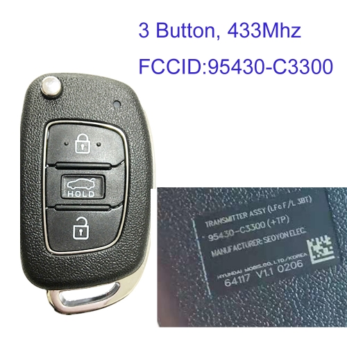 MK140247 3 Button 433MHz Remote Control Flip Key Chip for H-yundai Sonata 2018 Remote FCCID 95430-C3300