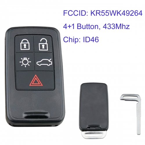 MK170010 5 Buttons 433Mhz FSK Smart Car Key for Volvo XC60 S60 S60L V40 V60 S80 XC70 ID46 Chip KR55WK49264