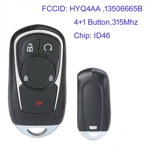 MK270058 4+1 Button 315MHz Smart Remote Key for Buick Encore 2017-2020 FCC ID: HYQ4AA ,13506665B With ID46 Chip