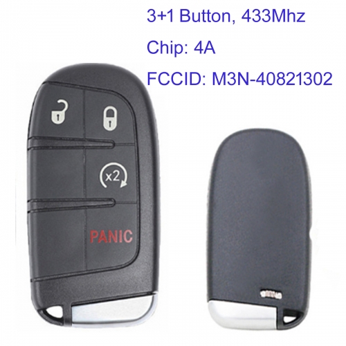 MK300081 3+1 Button 433mhz Smart Key for Jeep Renegade 2015-2021 Auto Car Key Remote FCC: M3N-40821302 With 4A Chip