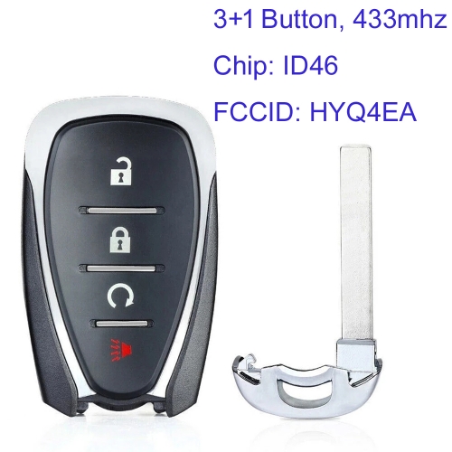 MK290028 3+1 Button 433Mhz Smart Key Remote Key for Chevrolet  Bolt Equinox Sonic Trax Volt Cruze Traverse 2016 2017 2018 2019 HYQ4EA with ID46 Chip
