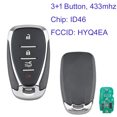MK290027 3+1 Button 433Mhz Smart Key Remote Key for Chevrolet Camaro Cruze Malibu 2016 2017 2018 2019 HYQ4EA with ID46 Chip